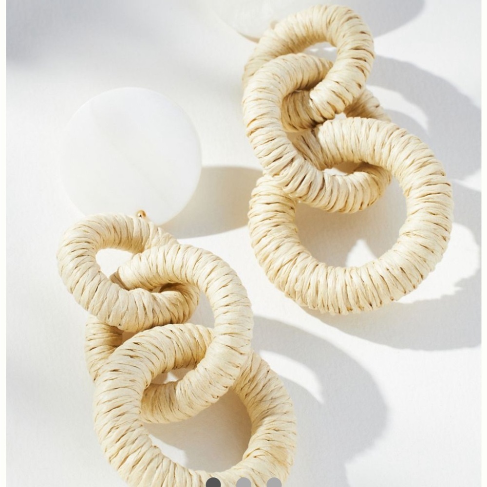 Anthropologie Elegant Cream Woven Earrings